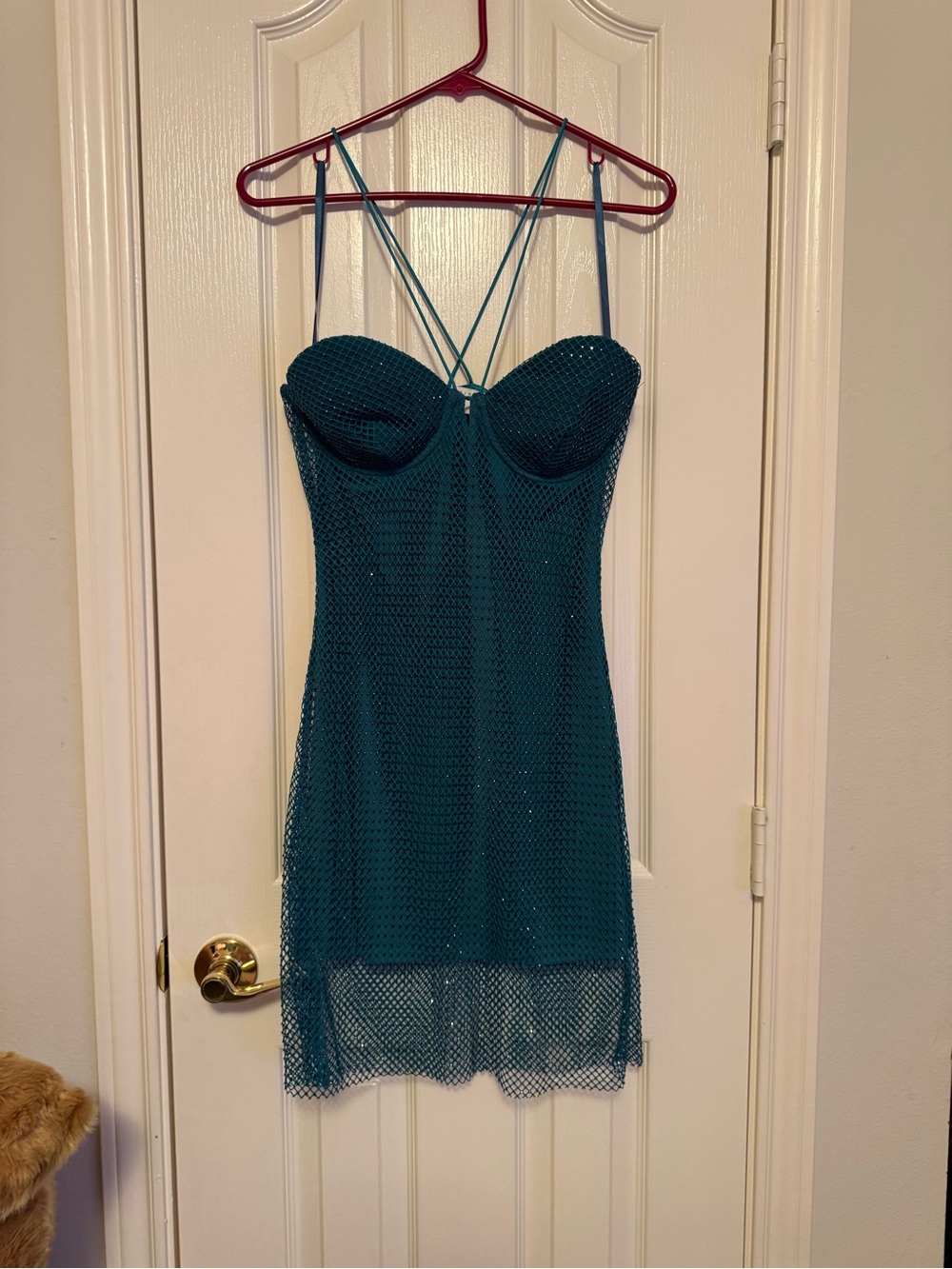 ASOS Teal Strappy Mesh Mini Dress